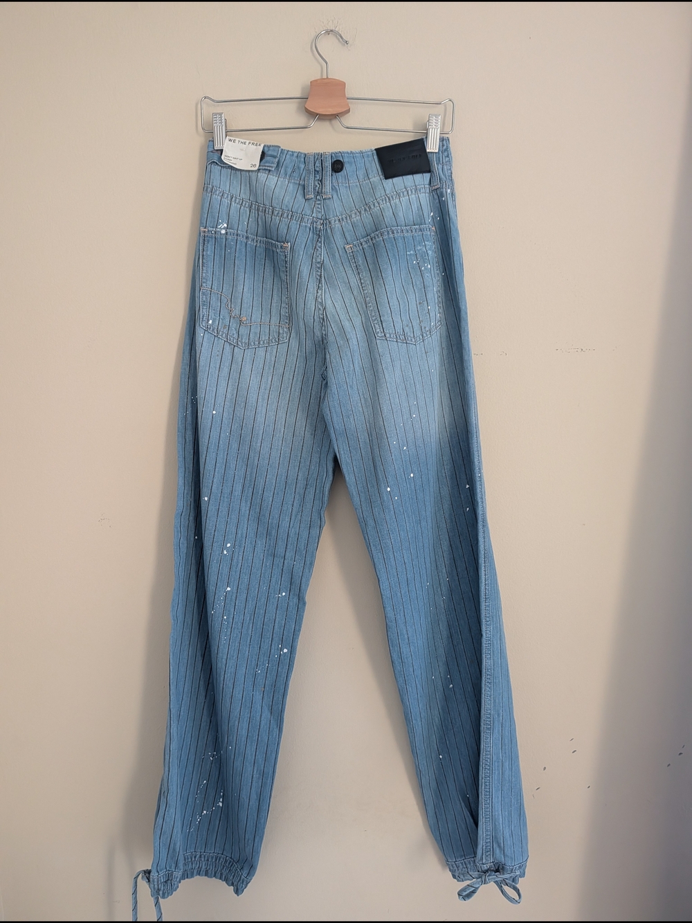 NWT Free People We The Free Don't Wait Up Pinstripe Boyfriend Jeans Size 26 - Picture 4 of 10